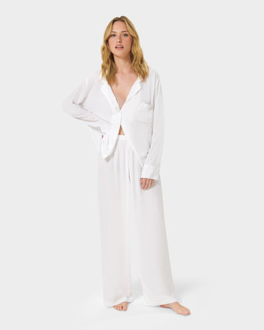 Tarcon Pyjama Long en Viscose Écologique Blanc
