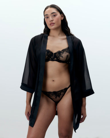Kimono en Mousseline Noir