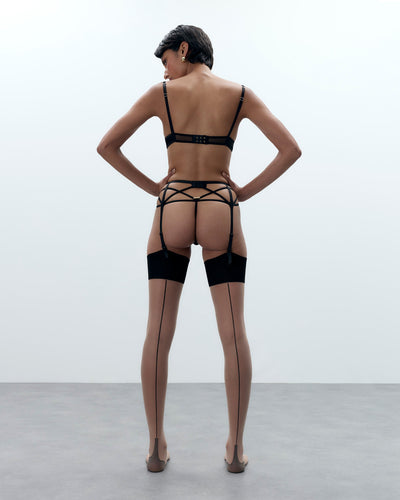 Bas Avec Couture Arrière Transparent/Noir