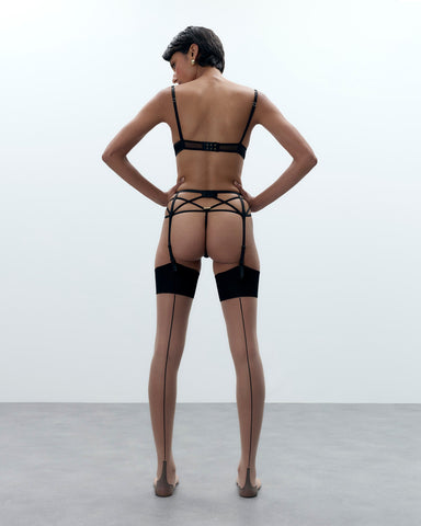 Bas Avec Couture Arrière Transparent/Noir