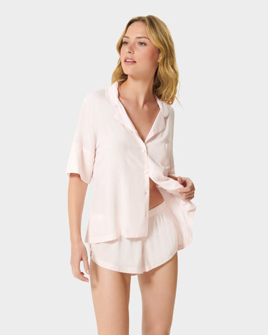 Marla Pyjama Court en Viscose Écologique Rose Pâle