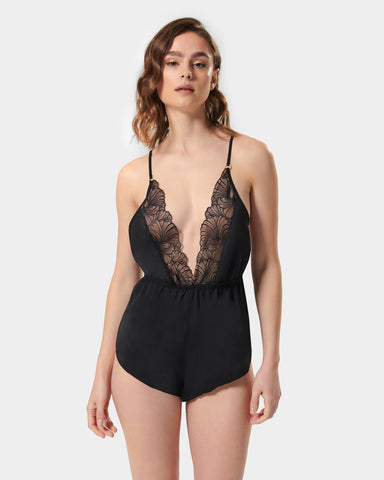 Combishort Romee Satin Luxueux Noir