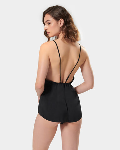 Combishort Romee Satin Luxueux Noir