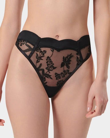 String Taille Haute Cassandra Noir