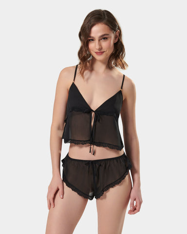 Ensemble Short Et Caraco Pia Noir