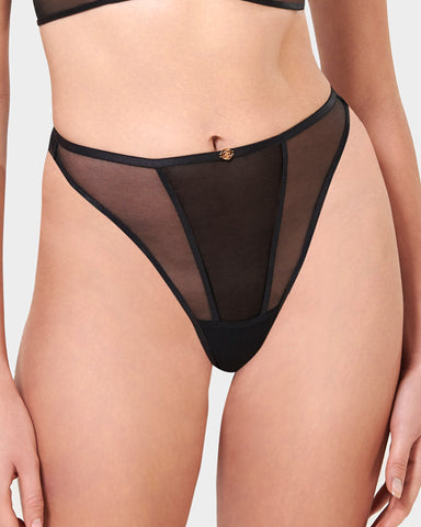 String Taille Haute Alya Eco Noir 