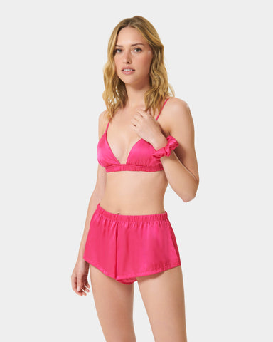 Saskia Chouchou de luxe en satin Rose Fuchsia