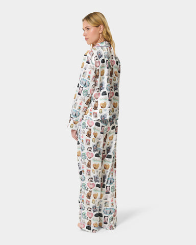 BB x Ashley Williams Pantalon en Satin De Luxe Imprimé Chaton