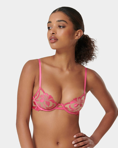 Soutien-Gorge Leonora Rose Fuchsia/Transparent