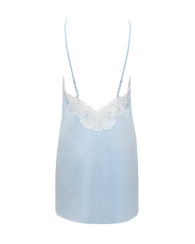 Nuisette en Satin Luxueux Isabella Bleu Eau Glacée