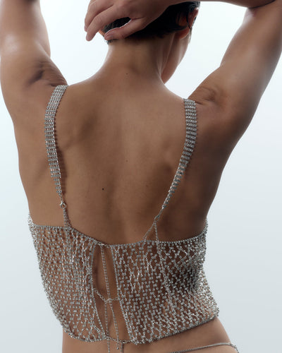 Elsa Haut En Strass Argenté