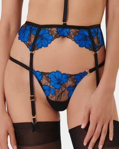 Harnais Porte-jarretelles Sorento (avec collier détachable) Noir/Bleu Égyptien