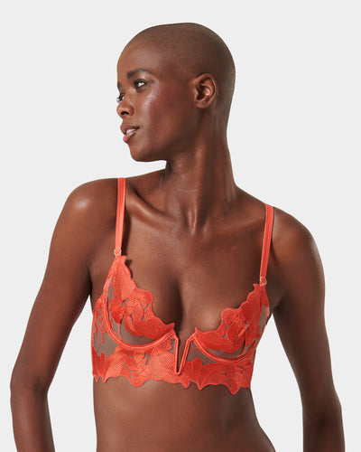 Soutien-gorge Long avec armatures Serenity Corail chaud/Transparent