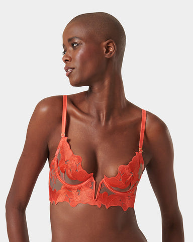 Soutien-gorge Long avec armatures Serenity Corail chaud/Transparent