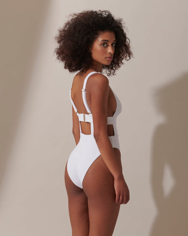 Maillot de Bain une pièce Plongeant Lucerne Blanc