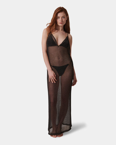 Nuisette Longue Marlowe Noir Métallisé