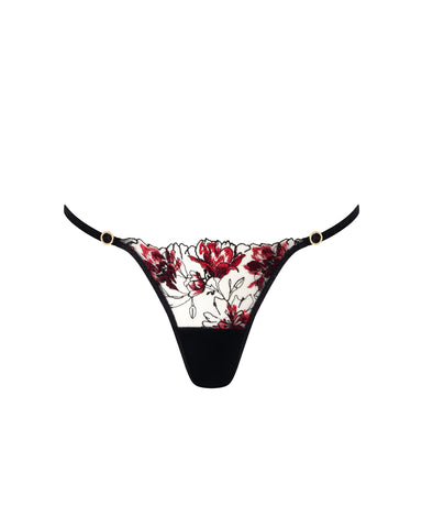 Culotte Calista Floral Transparent Noir/Cerise