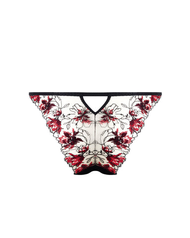 Culotte Calista Floral Transparent Noir/Cerise