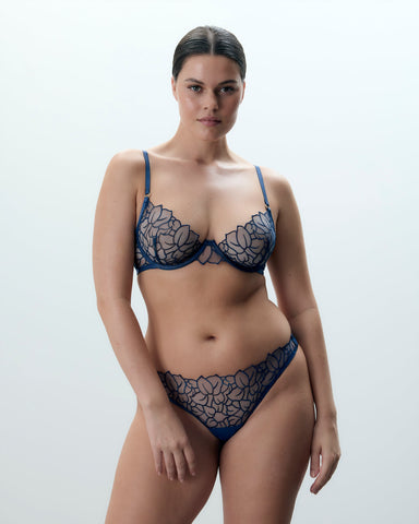 Culotte Laurel Feuilles Brodées Bleu Marine
