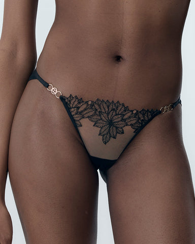 Culotte Inaya Floral Transparent Noir
