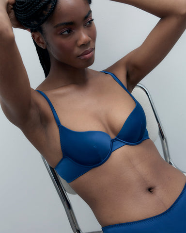 Soutien-gorge Push-up Verona en Satin Bleu Marine