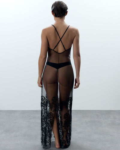 Nuisette longue Transparente Penelope Noir