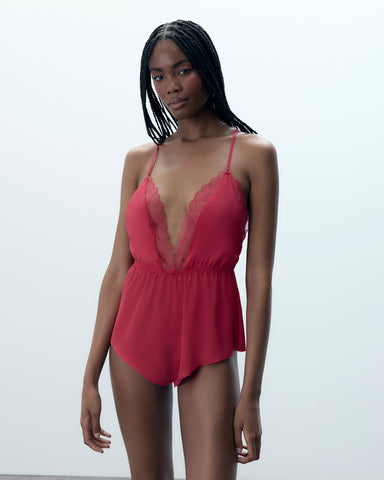 Combishort Vermont en Satin Transparent Rose