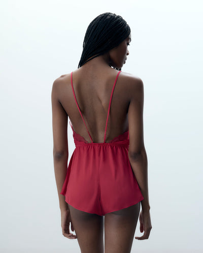Combishort Vermont en Satin Transparent Rose