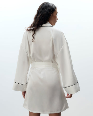 Kimono Lydia en Satin Crème/Noir