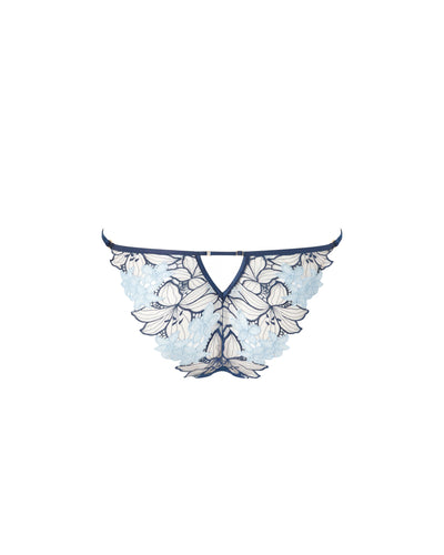 Culotte en Dentelle Florale Calantha Bleu