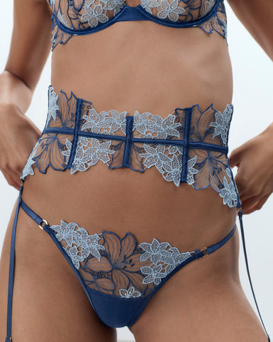 Guêpière Porte-Jarretelles (avec Jarretelles Détachables) Calantha Bleu