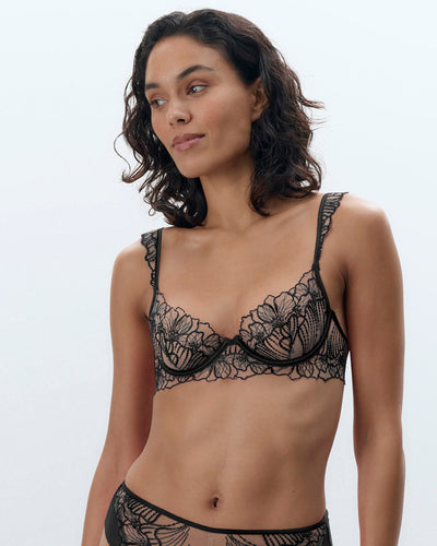 Soutien-gorge Brodé Floral Amarosa Noir