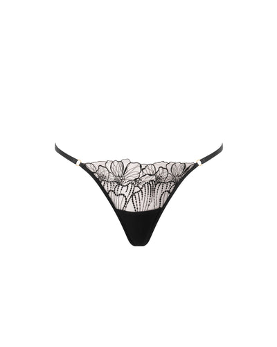 String Brodé Floral Amarosa Noir