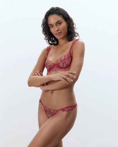 Culotte Ouverte à Broderie Florale Amarosa Rose