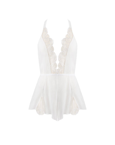Combishort Transparent en Mousseline Marisa Blanc