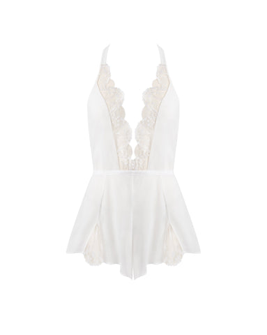 Combishort Transparent en Mousseline Marisa Blanc