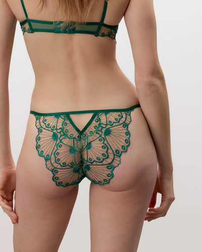 Culotte Brodée Transparente Jane Vert Aventurine