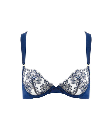 Soutien-gorge Brodé Floral Avery Bleu Marine Pivoine
