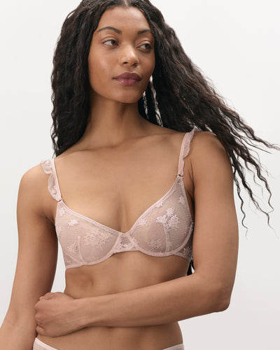 Soutien-gorge Transparent Brodé Lisa Rose Nacré