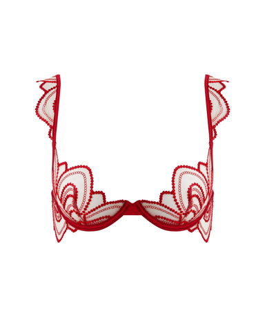 Soutien-gorge Brodé Transparent Soraya Rouge Sauvage