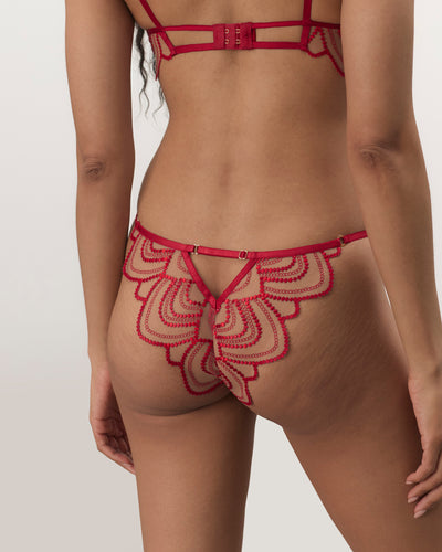 Culotte Brodée Transparente Soraya Rouge Sauvage