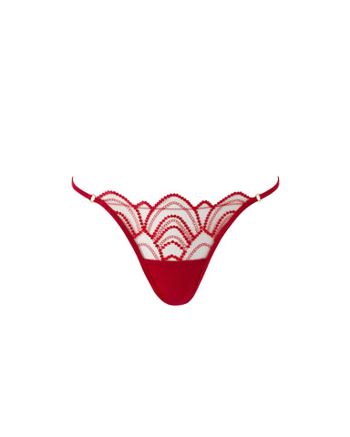 Culotte Brodée Transparente Soraya Rouge Sauvage