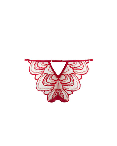 Culotte Brodée Transparente Soraya Rouge Sauvage