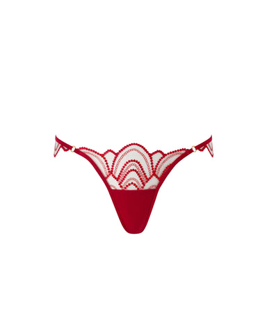 String Brodé Transparent Soraya Rouge Sauvage