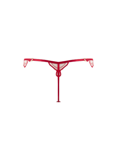 String Brodé Transparent Soraya Rouge Sauvage
