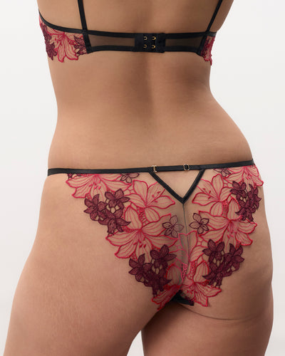 Culotte Florale Calantha Rouge Cerise/Rose