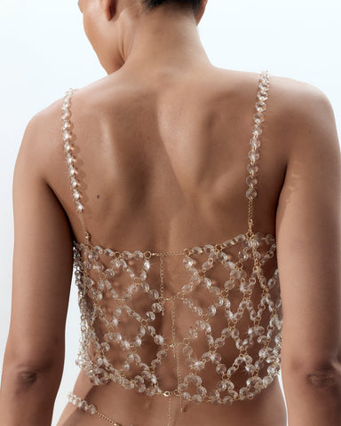 Haut Crop Top en Cristal Transparent